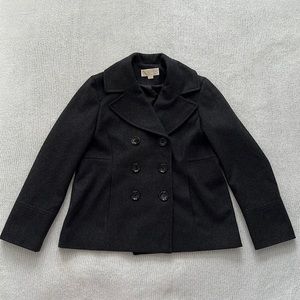 Michael Kors Double Breasted Wool Coat Gray/Black Size Large